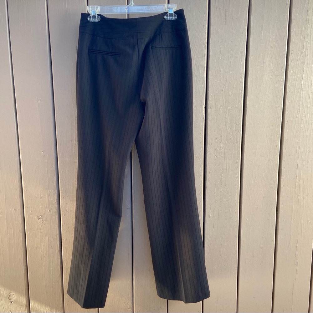 A Line stretch pinstripe black boot cut dress pant